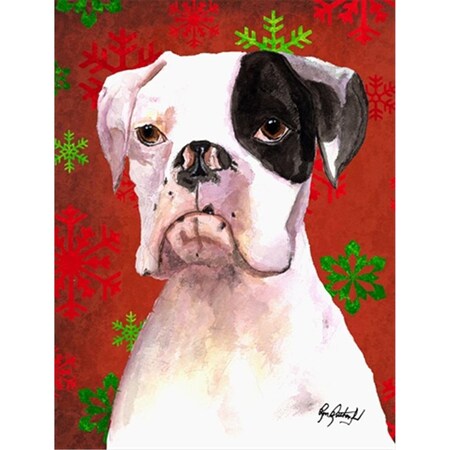 Carolines Treasures Cooper Red Snowflakes Boxer Flag Garden Size RDR3004GF